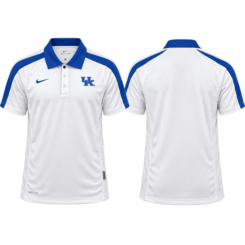 Nike Kentucky Wildcats Dri-FIT Polo Men’s Small White Blue UK 443187 New